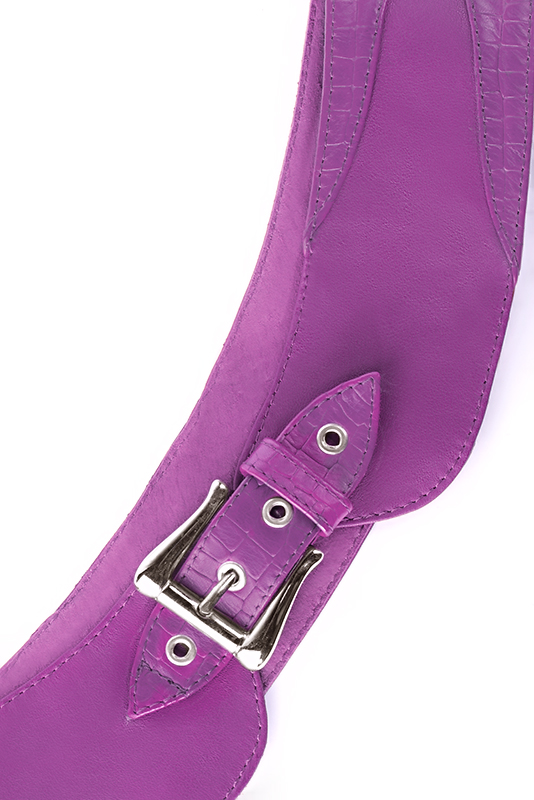 Mauve purple women's dress belt, matching pumps and bags. Made to measure. Top view - Florence KOOIJMAN
